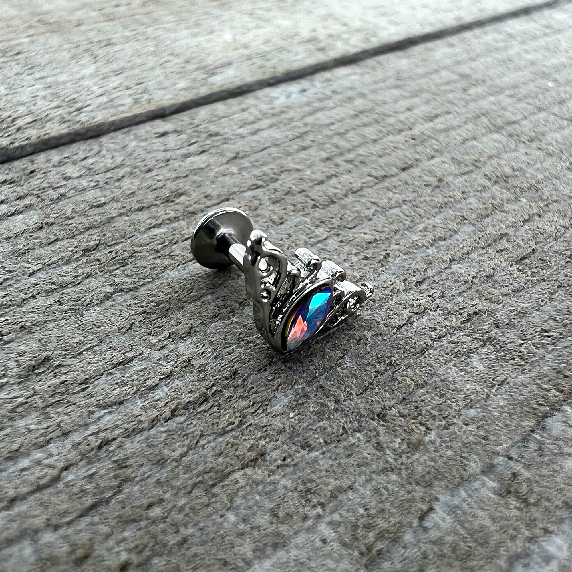 16G 1/4 Aurora Gem Deco Waves Labret