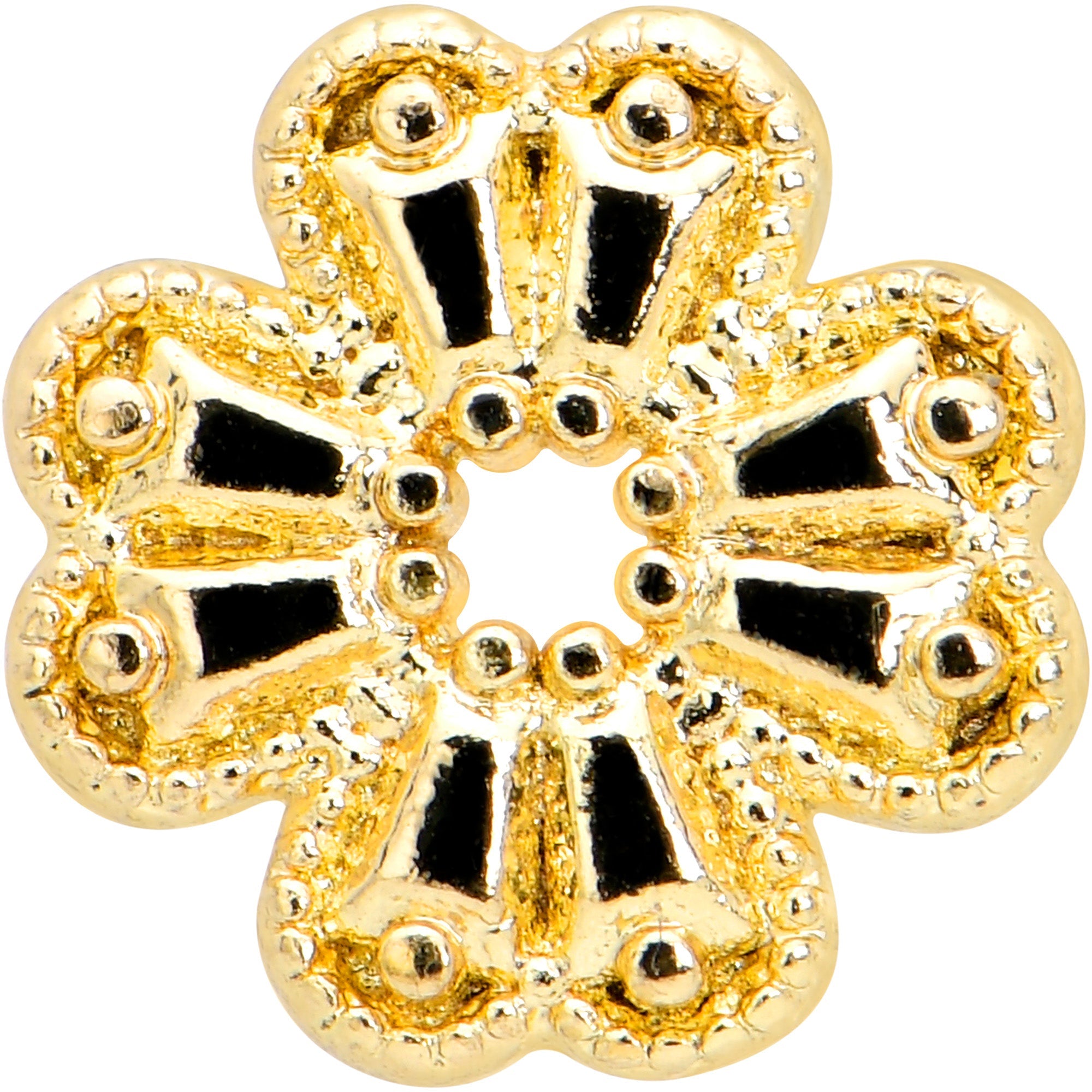 16G 1/4 Yellow Gem Gold Tone Textured Cross Labret