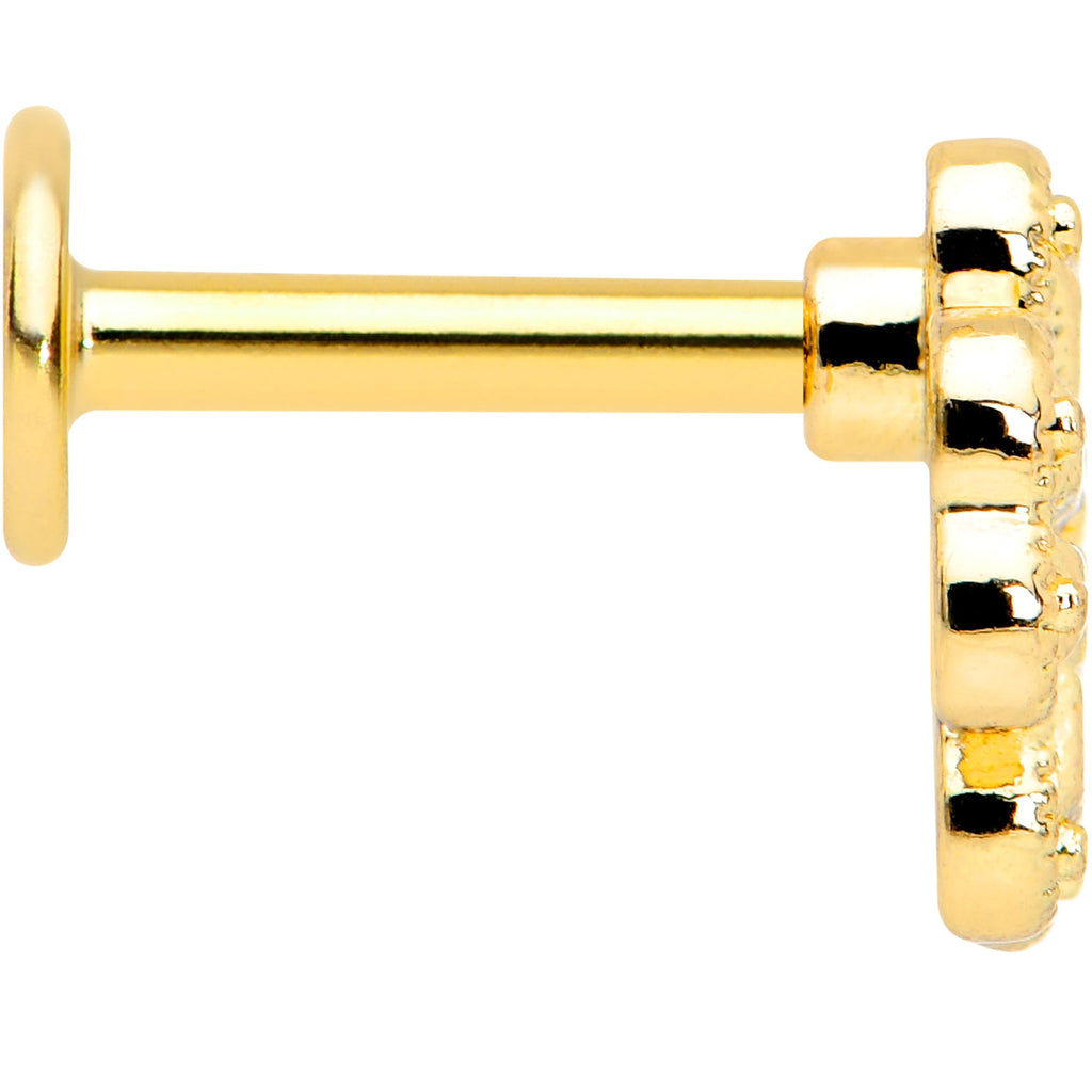 16G 1/4 Yellow Gem Gold Tone Textured Cross Labret