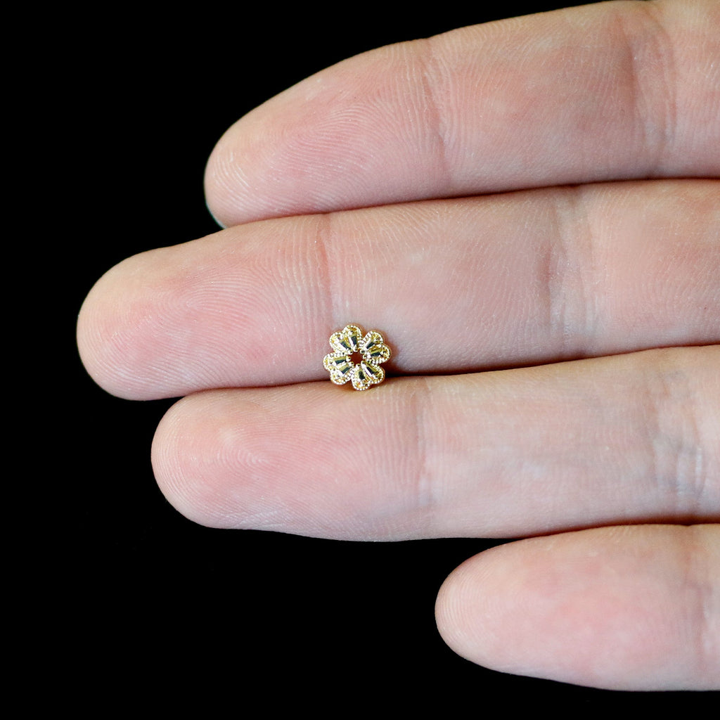 16G 1/4 Yellow Gem Gold Tone Textured Cross Labret