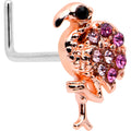 20G 7mm Pink Gem Rosy Fashion Flamingo L Shape Nose Ring