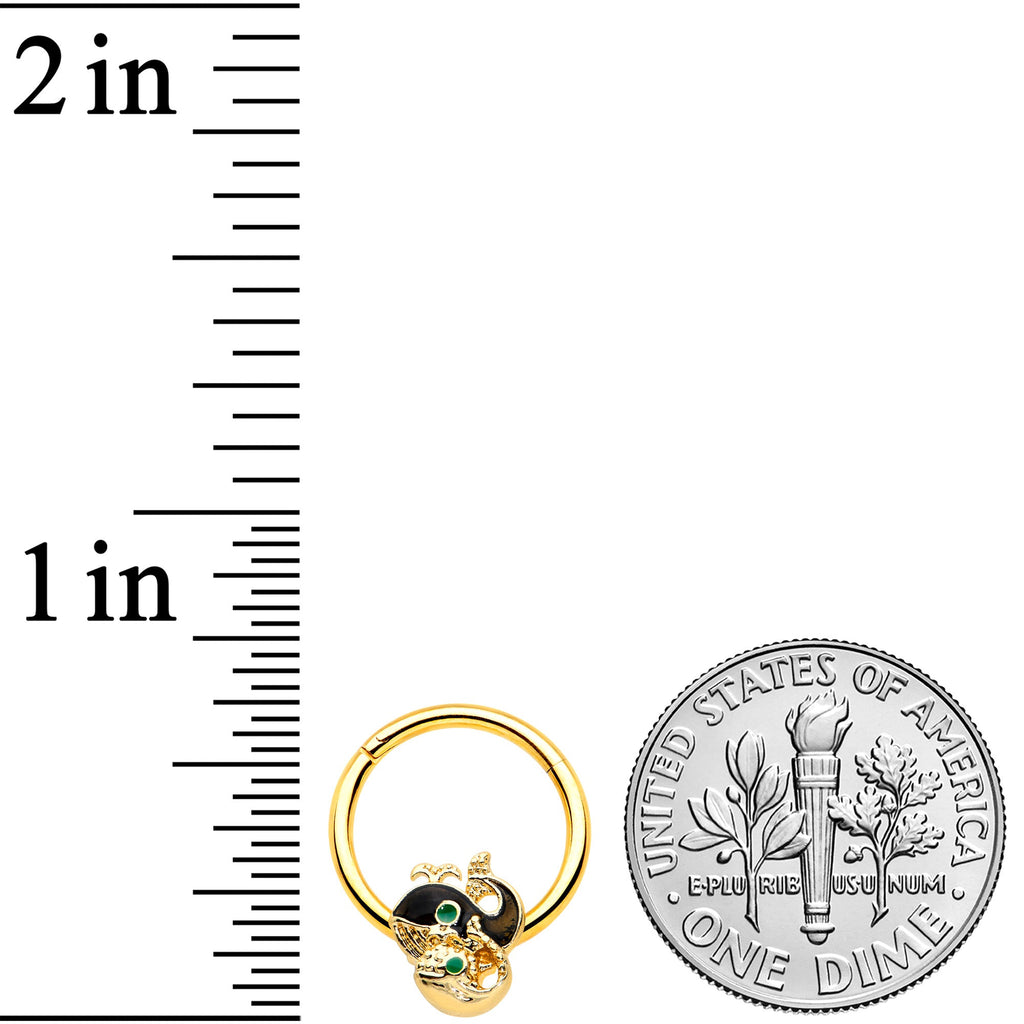 16G 3/8 Gold Tone Mom Baby Whale Hinged Segment Ring