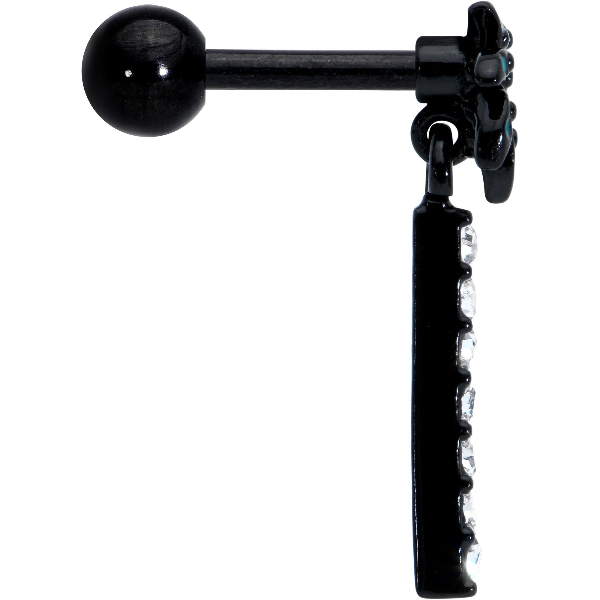 16G 1/4 Clear Gem Black Night Palm Tree Dangle Cartilage Earring