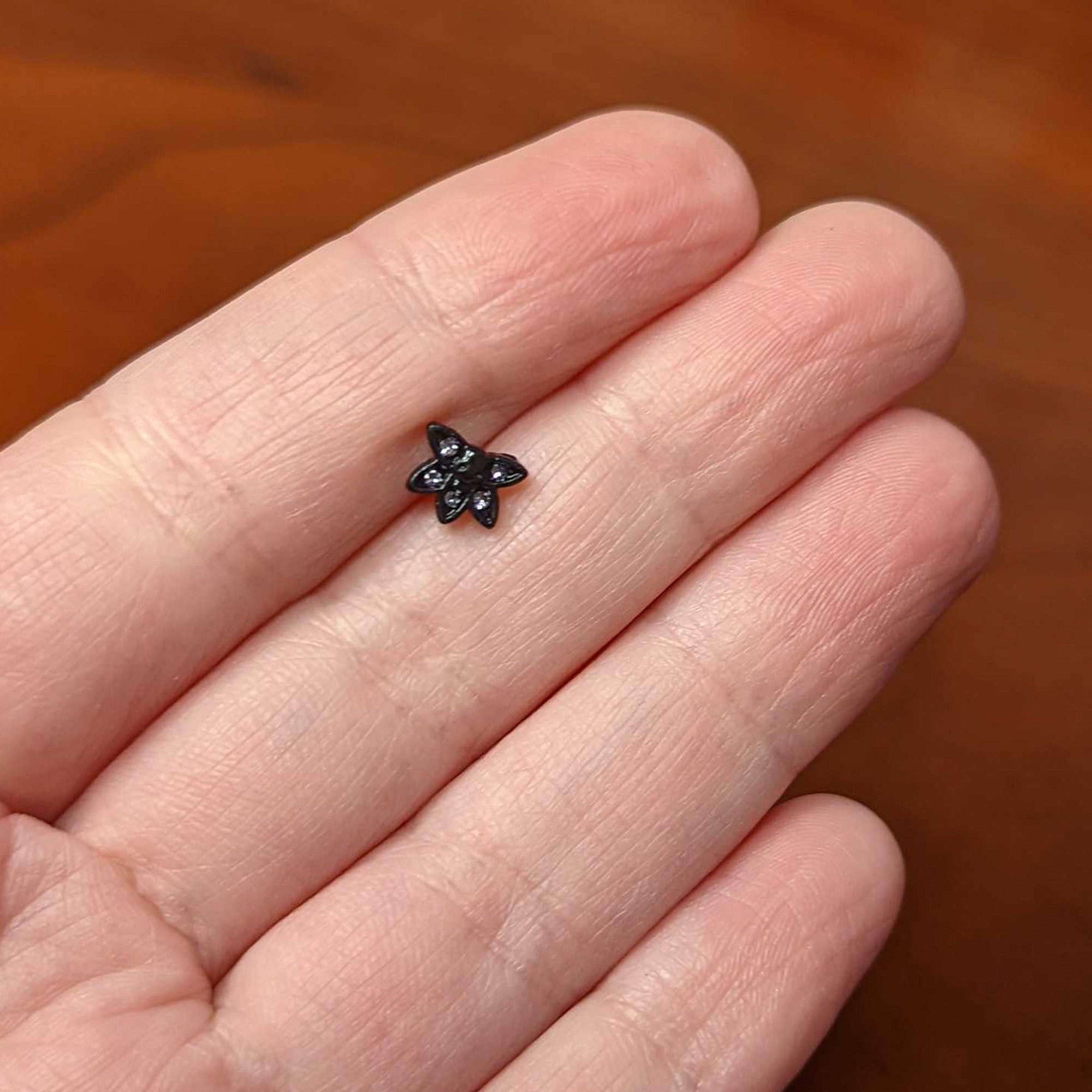 16G 1/4 Purple Gem Black Skull Blossom Cartilage Tragus Earring