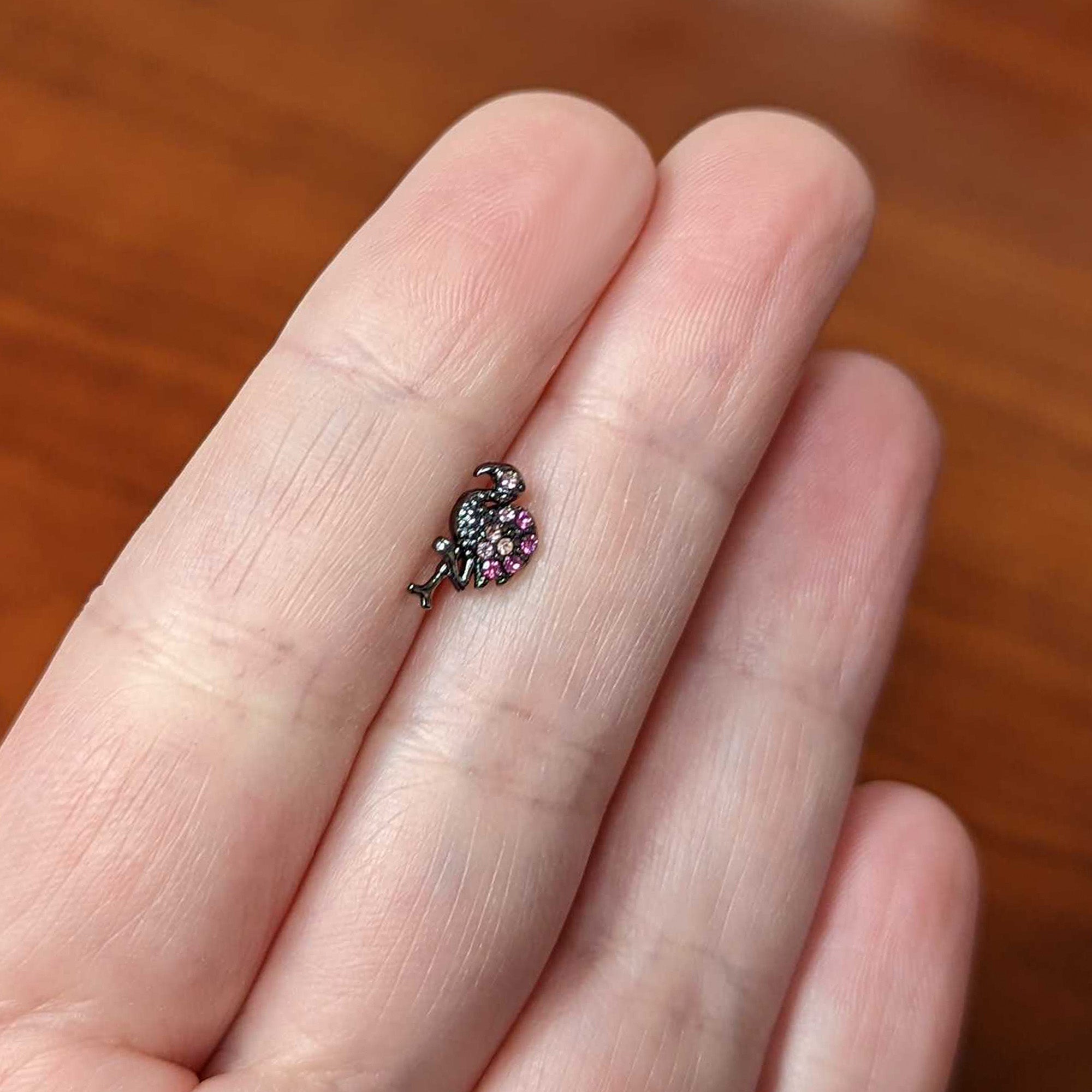 16G 5/16 Pink Gem Black Fashion Flamingo Labret Monroe Tragus