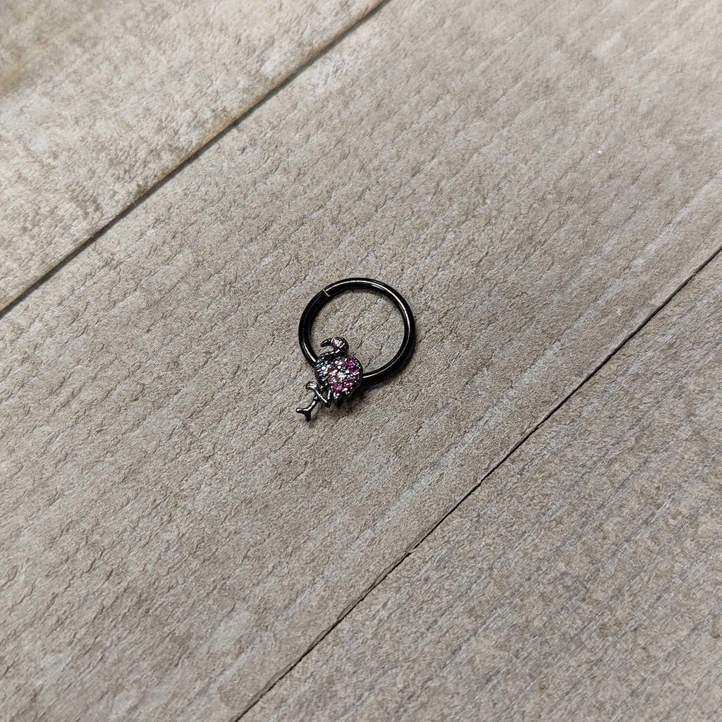 16G 3/8 Pink Gem Black Fashion Flamingo Hinged Segment Ring