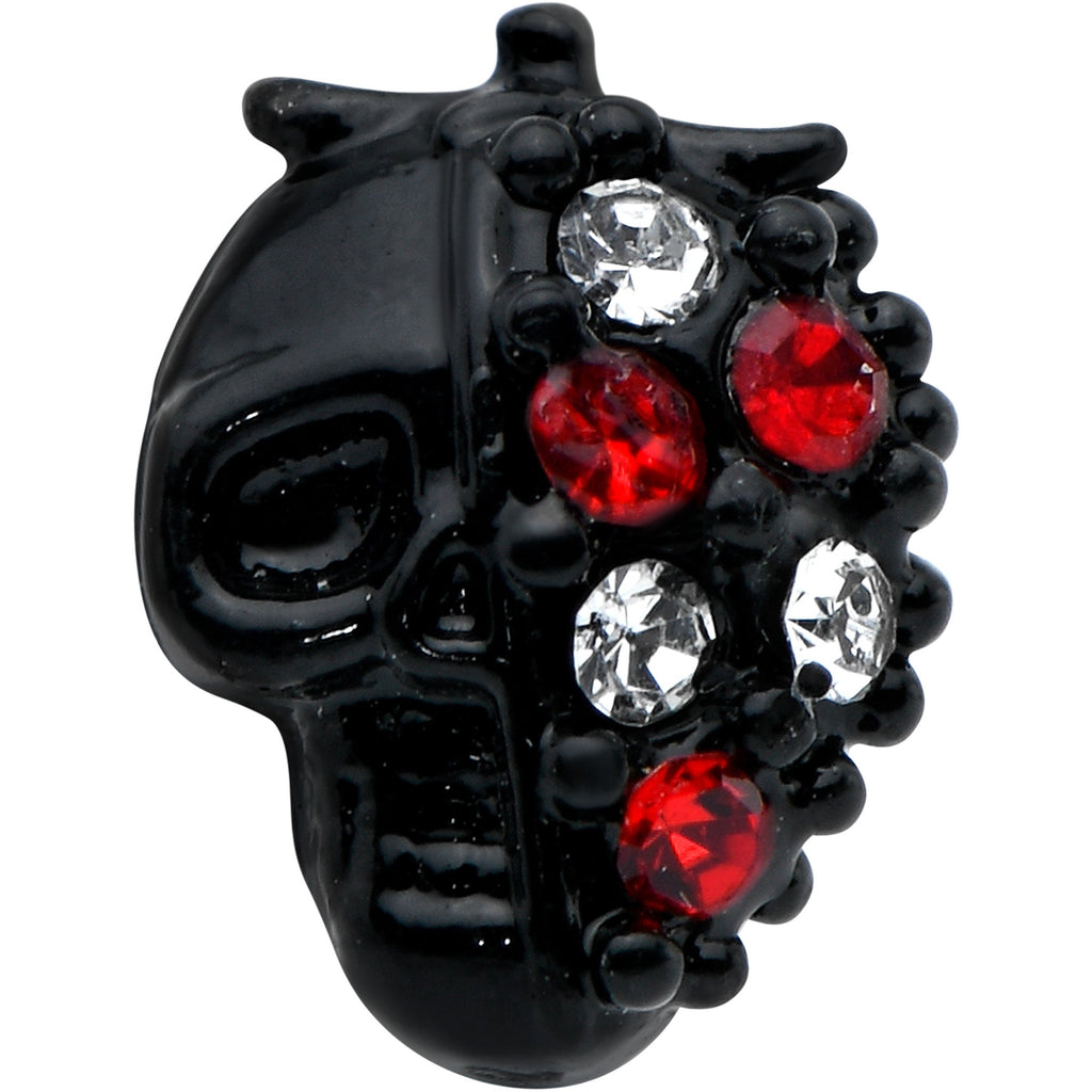 16G 5/16 Red Clear Gem Black Skull Halloween Labret Monroe Tragus