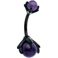 Purple Amethyst Black Skeleton Hand Halloween Double Mount Belly Ring