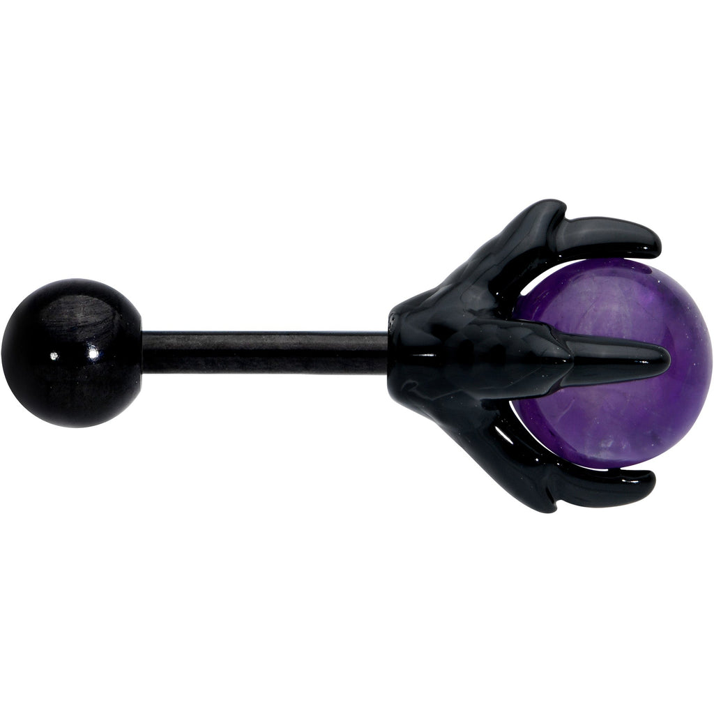 16G 1/4 Purple Amethyst Black Claw Hand Cartilage Tragus Earring
