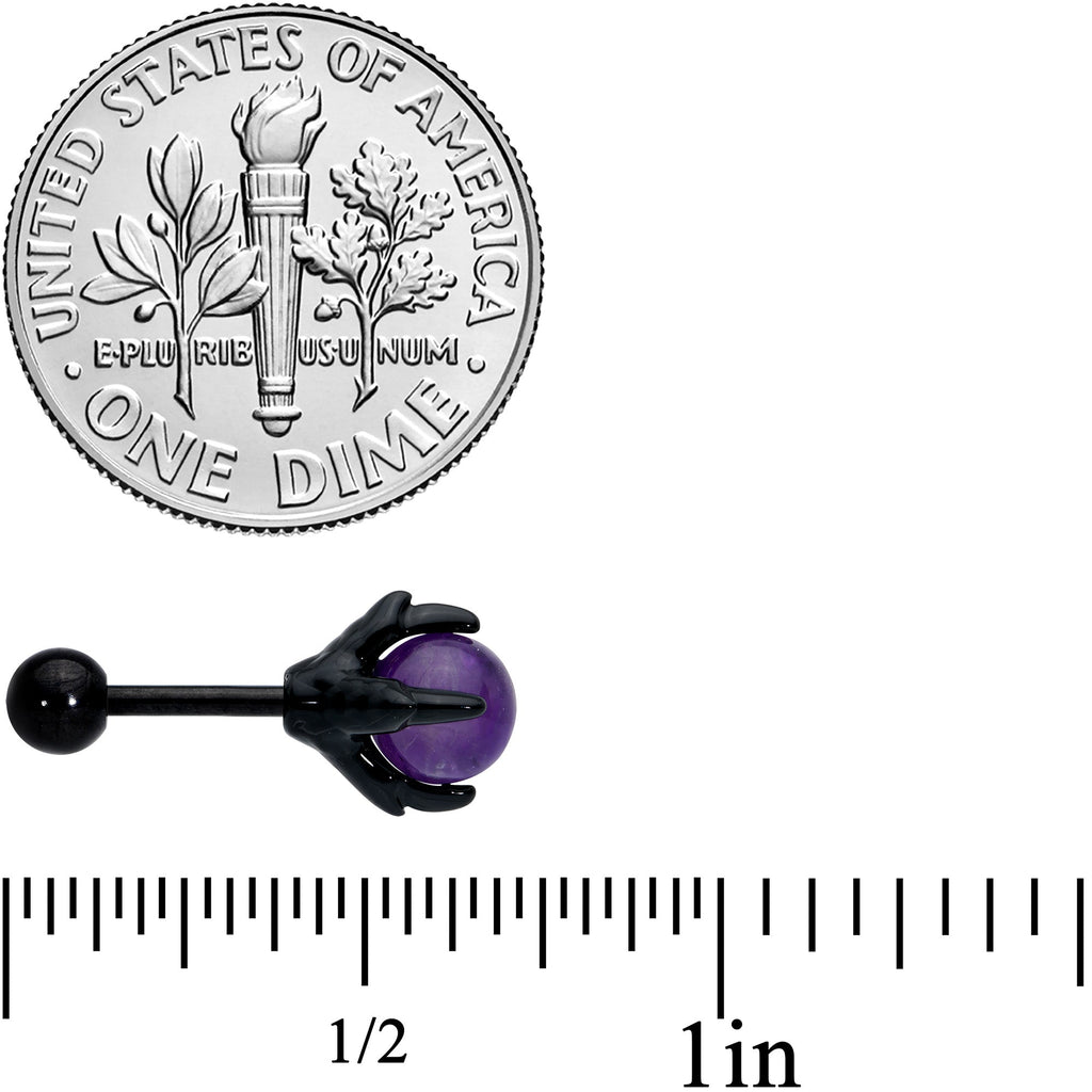 16G 1/4 Purple Amethyst Black Claw Hand Cartilage Tragus Earring