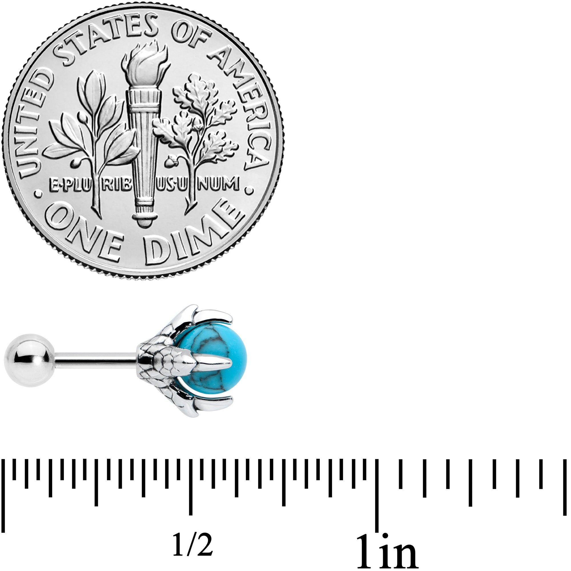 16G 1/4 Blue Turquoise Claw Hand Cartilage Tragus Earring