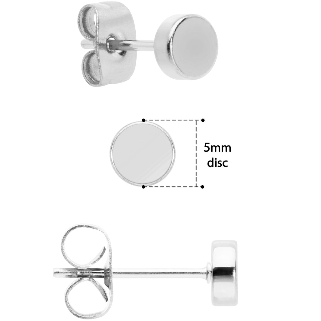 3mm 4mm 5mm Circle 316L Stainless Steel Stud Earrings 3 Pack