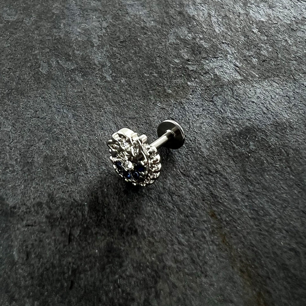 16G 1/4 Blue Clear Gem Abstract Arch Labret