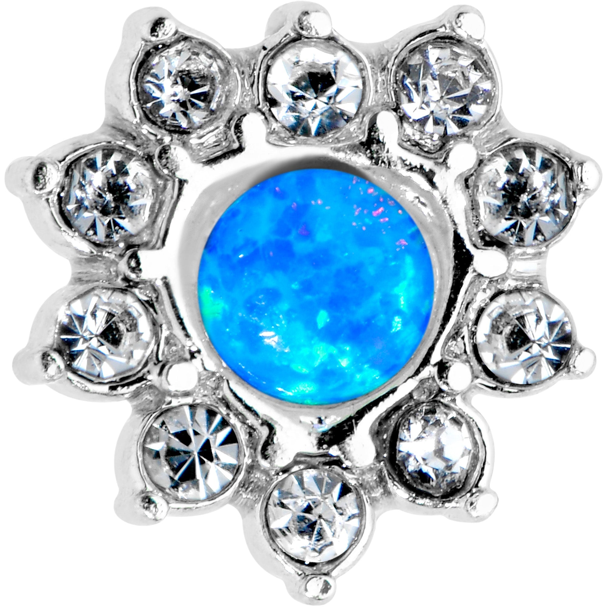 20G 7mm Blue Faux Opal Heart Sun L Shape Nose Ring