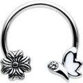 16G 3/8 Clear Gem White Butterfly Square Flower Horseshoe