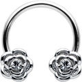 16G 3/8 Textured Blooming Flowers Horseshoe Circular Barbell