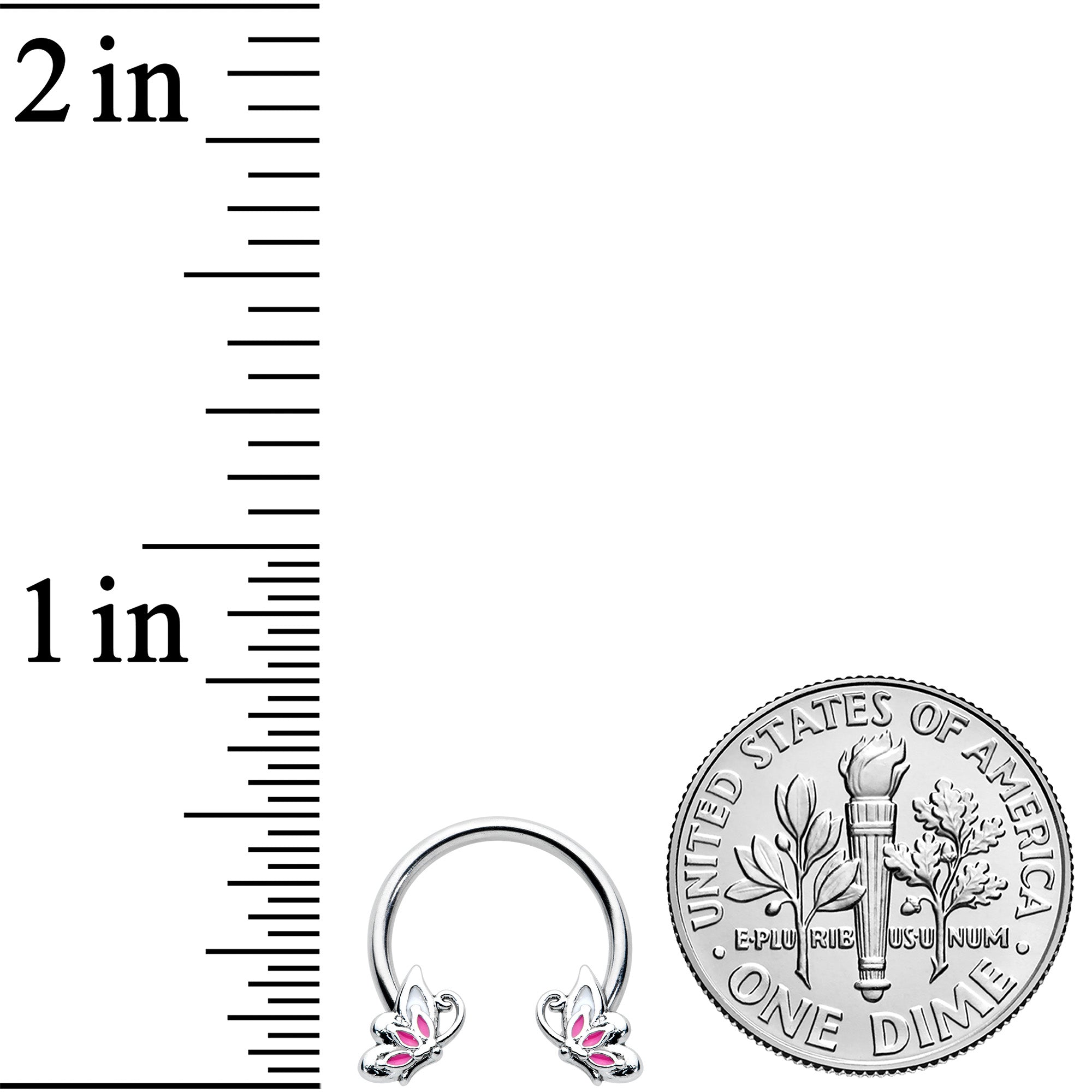 16G 3/8 Pink Wings Butterfly Horseshoe Circular Barbell