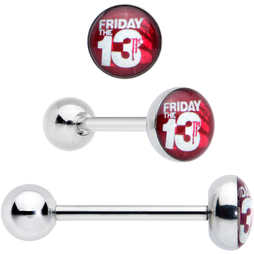 Licensed Friday the 13th Mask Splatter Barbell Tongue Ring Set of 4
