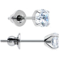 4mm Clear CZ Gem Implant Grade Titanium Stud Earrings