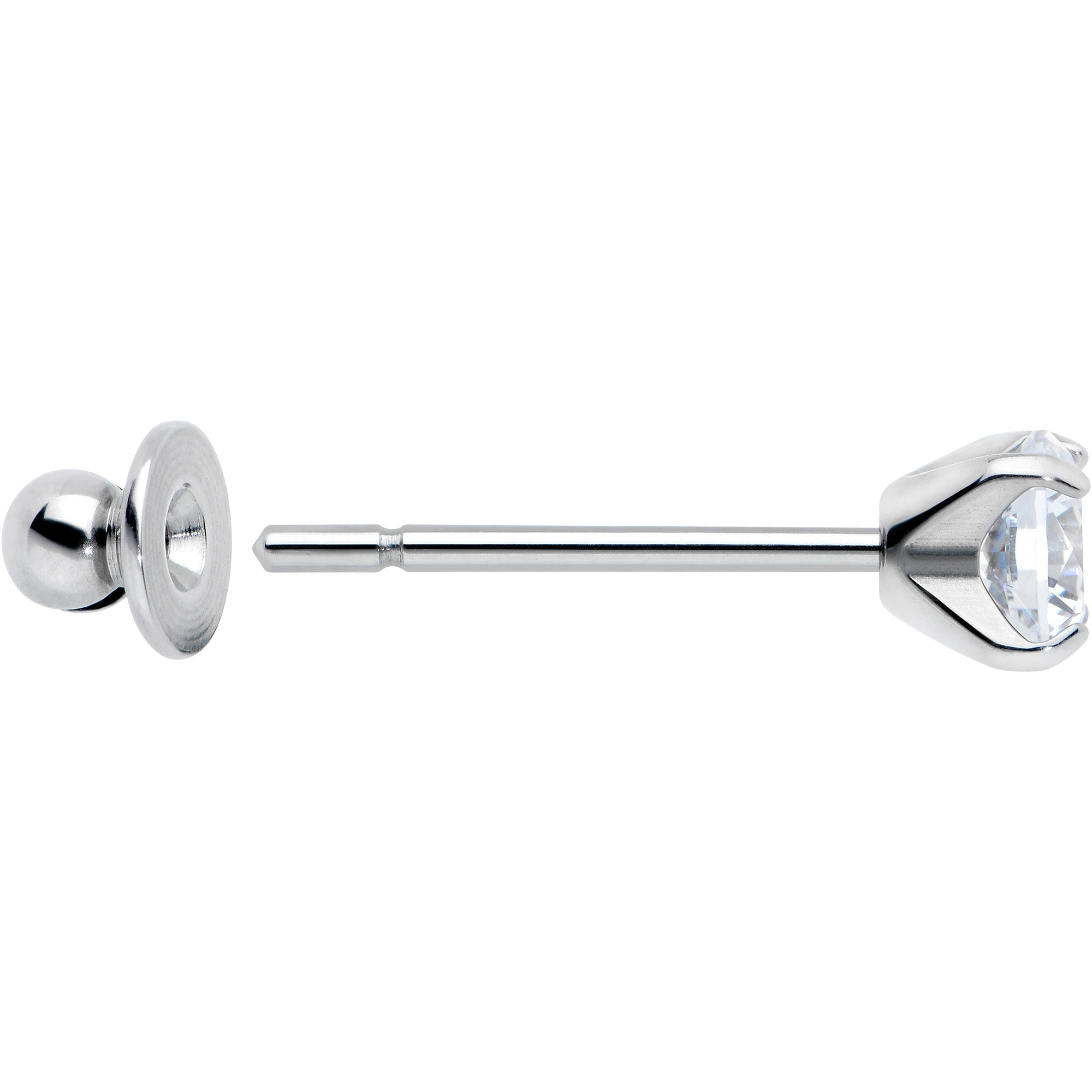4mm Clear CZ Gem Implant Grade Titanium Stud Earrings
