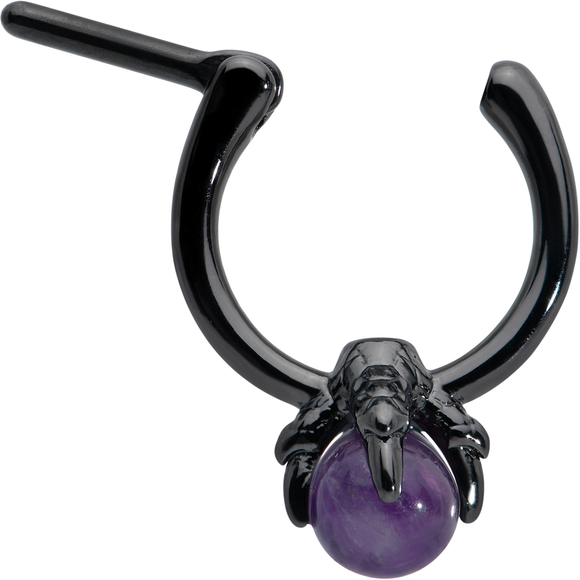16G 5/16 Purple Amethyst Stone Black Claw Hand Cartilage Clicker