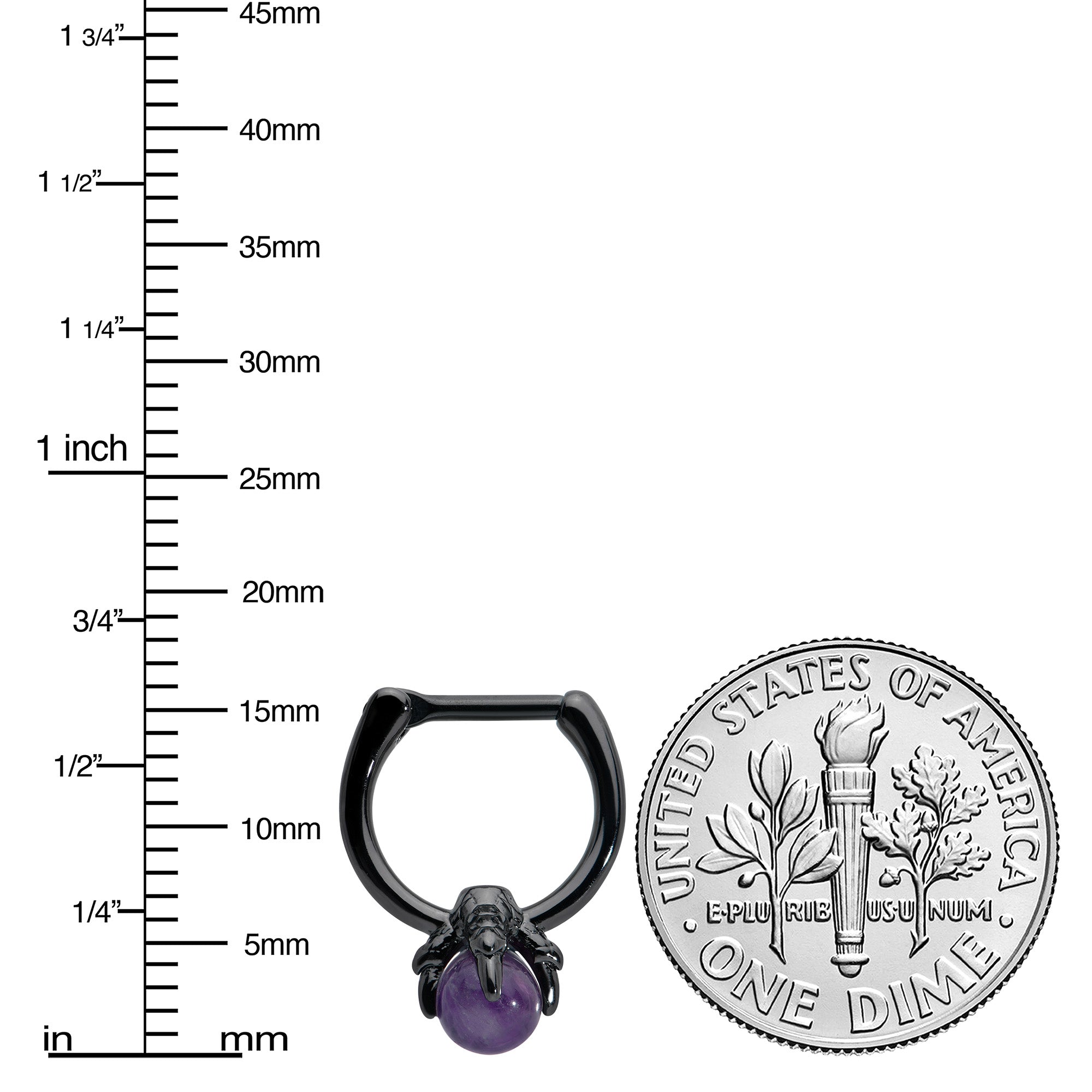 16G 5/16 Purple Amethyst Stone Black Claw Hand Cartilage Clicker