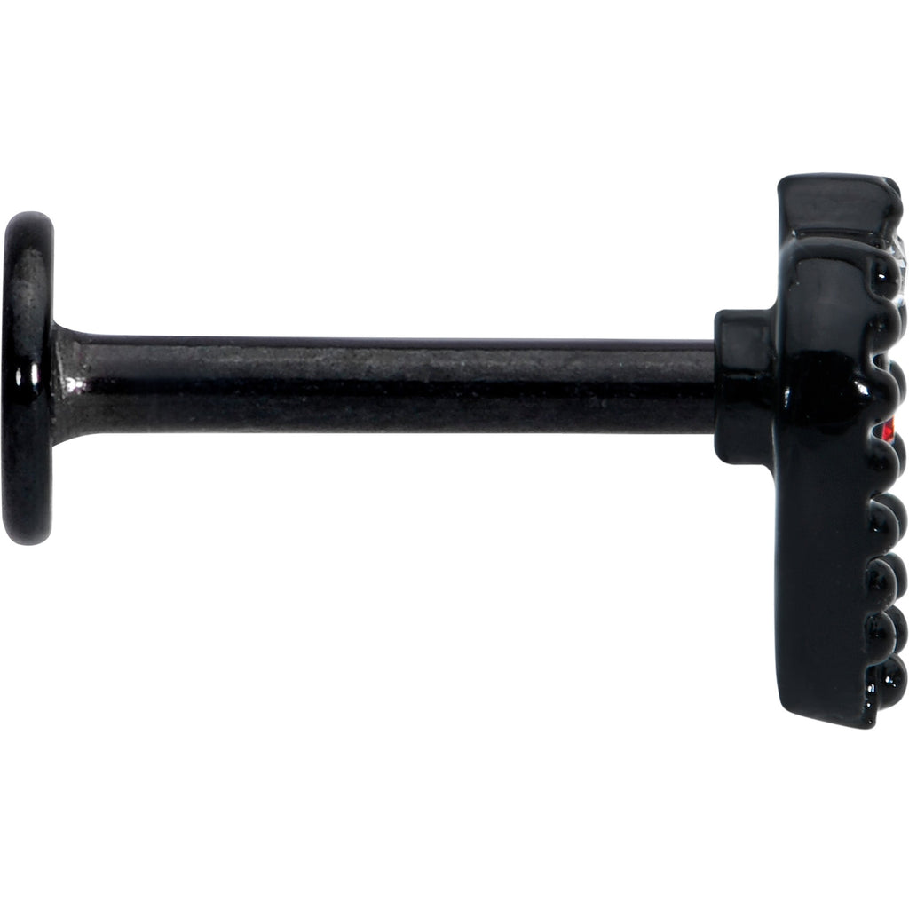 16G 5/16 Red Clear Gem Black Heart Key Labret Monroe Tragus