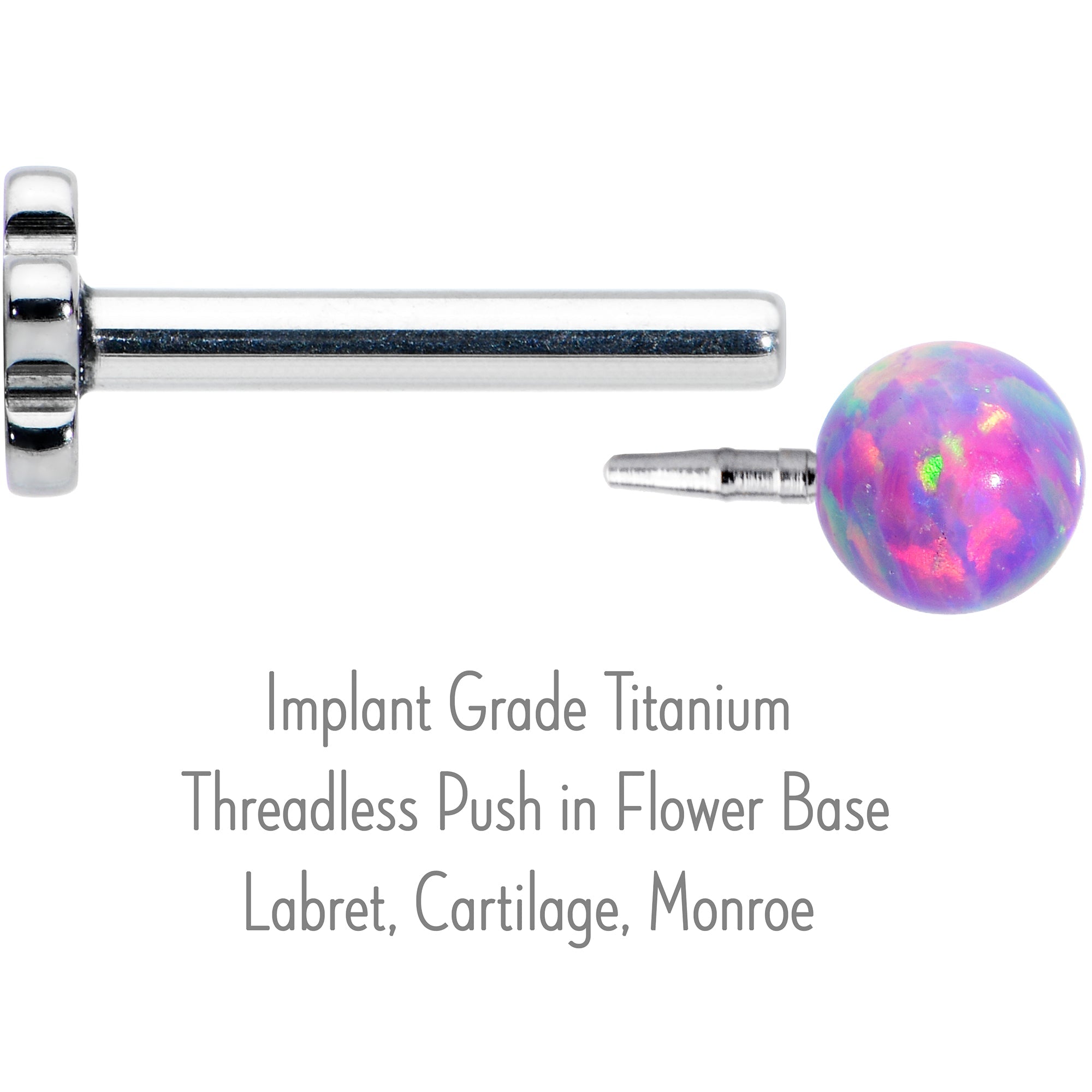 16G 5/16 Purple Synthetic Opal Titanium Threadless Flower Labret