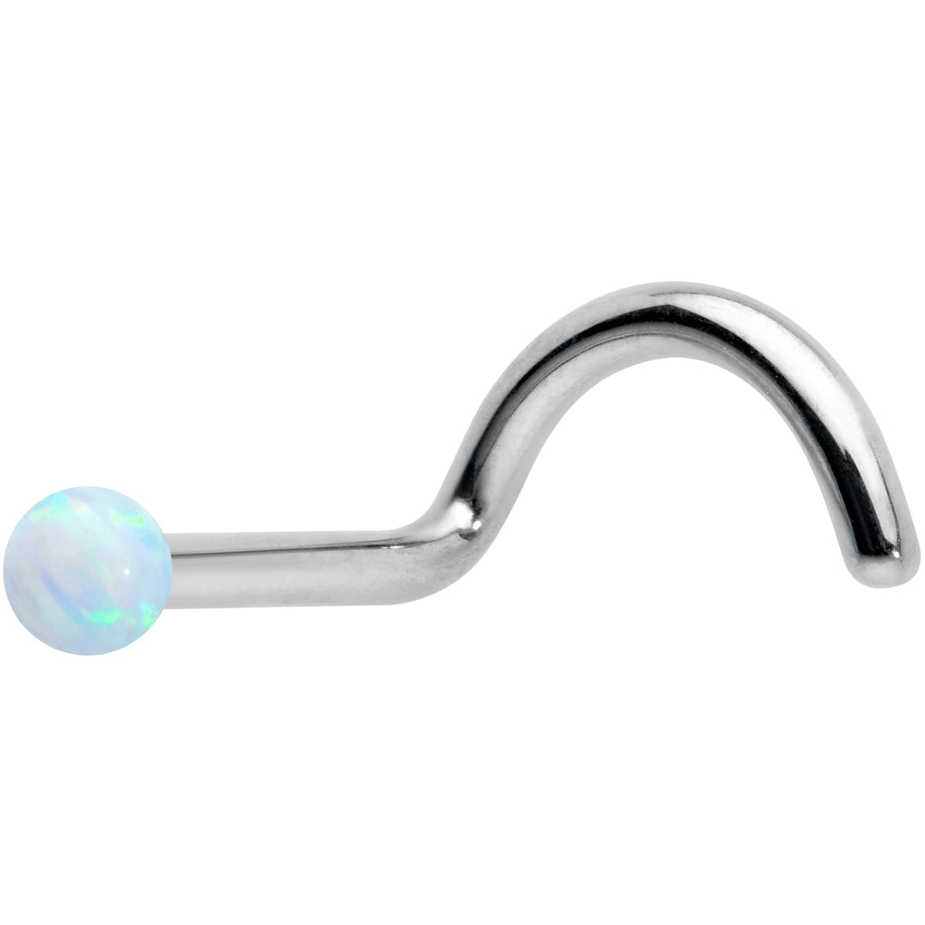 18G 1/4 White Synth Opal G23 Titanium Threadless Left Nose Screw