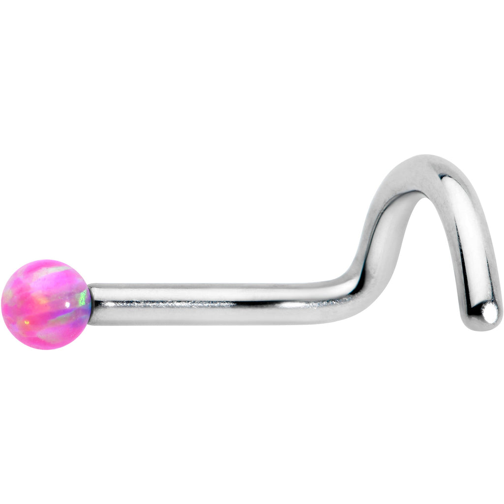 18G 1/4 Pink Synth Opal G23 Titanium Threadless Left Nose Screw