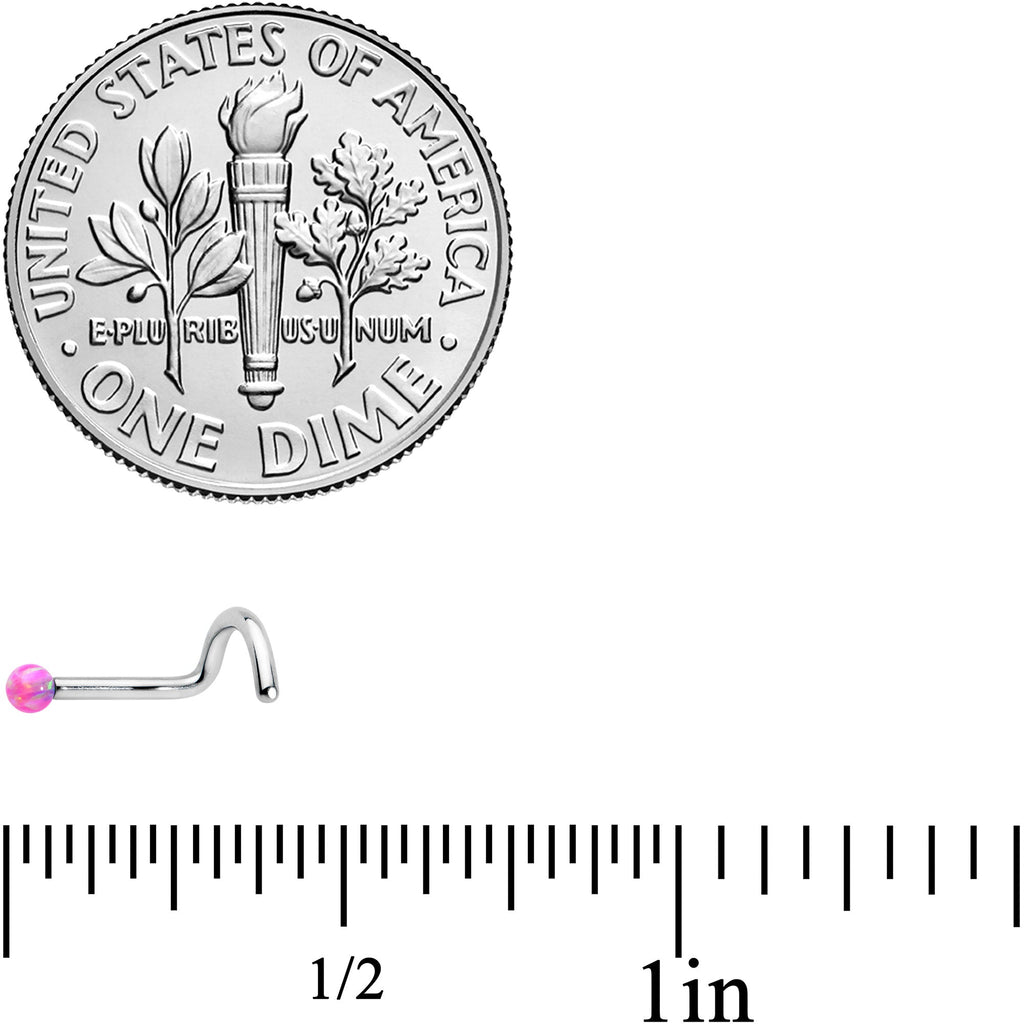 18G 1/4 Pink Synth Opal G23 Titanium Threadless Left Nose Screw