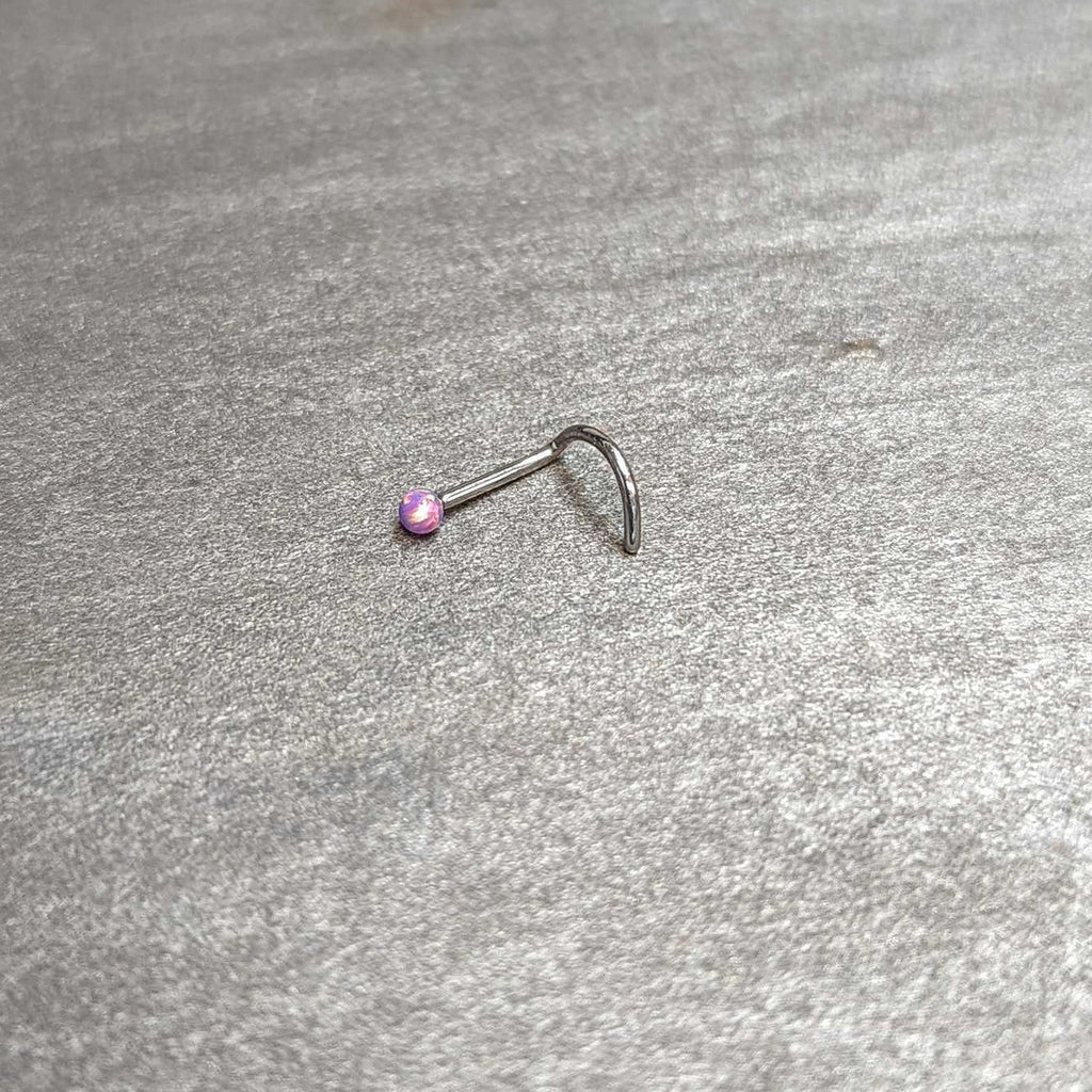 20G 1/4 Purple Synth Opal G23 Titanium Threadless Left Nose Screw