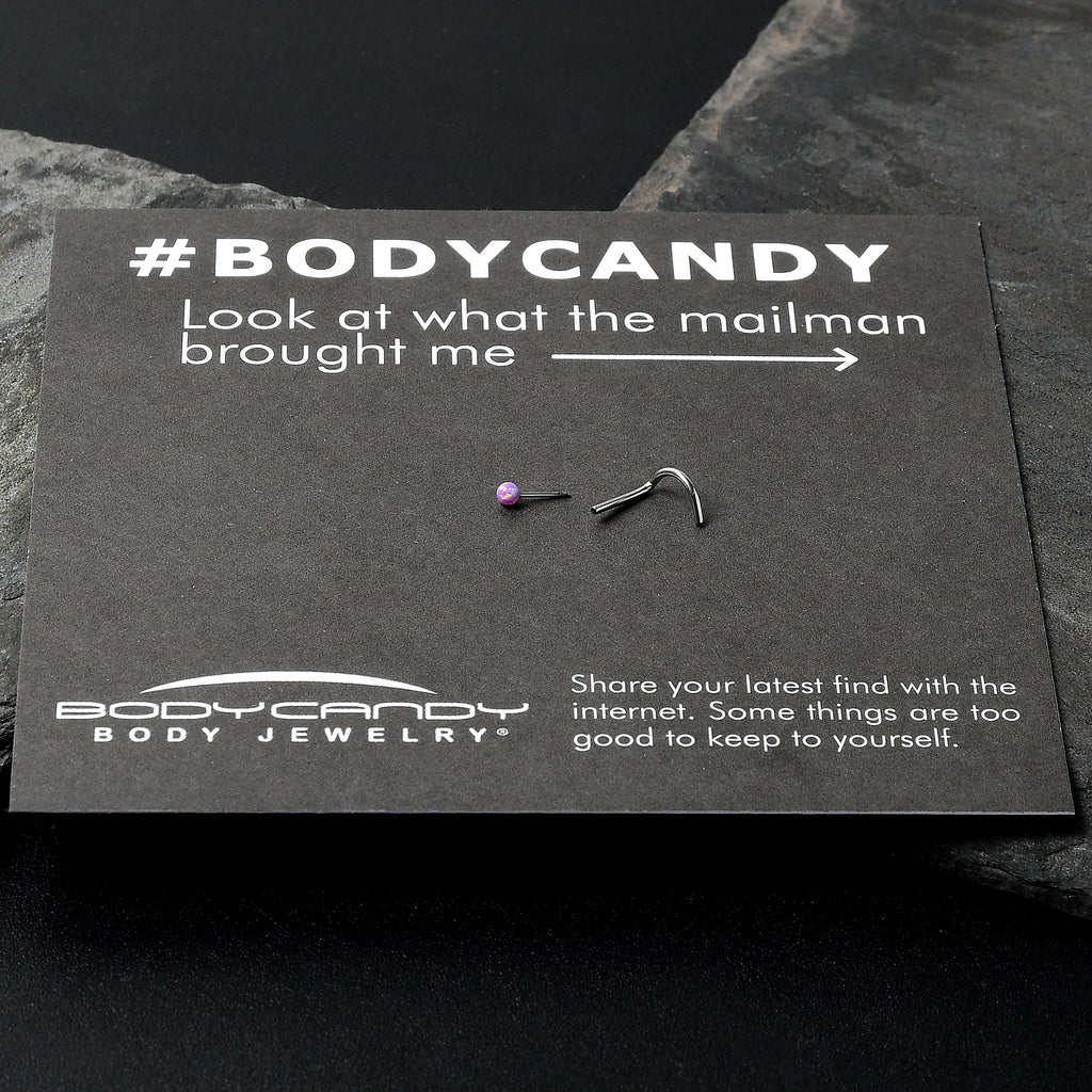 20G 1/4 Purple Synth Opal G23 Titanium Threadless Left Nose Screw