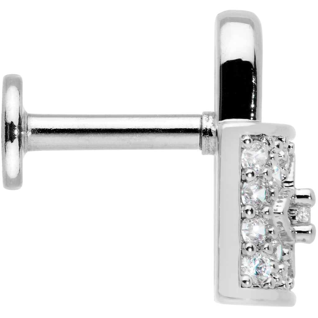 16G 1/4 Clear CZ Gem Lock It Up Labret