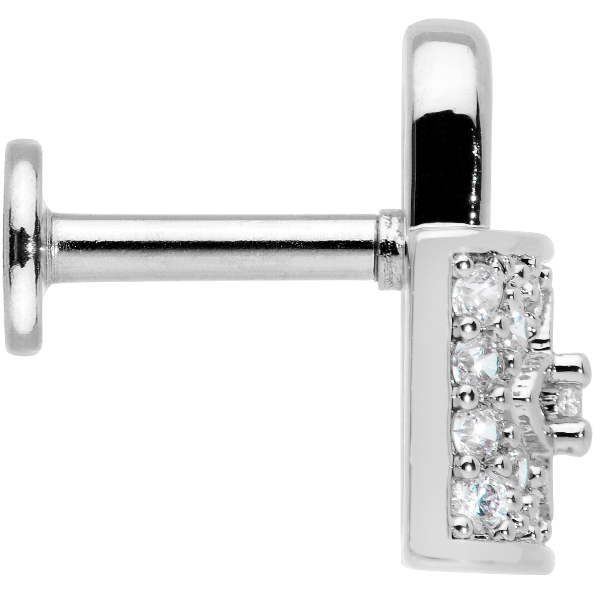 16G 1/4 Clear CZ Gem Lock It Up Labret