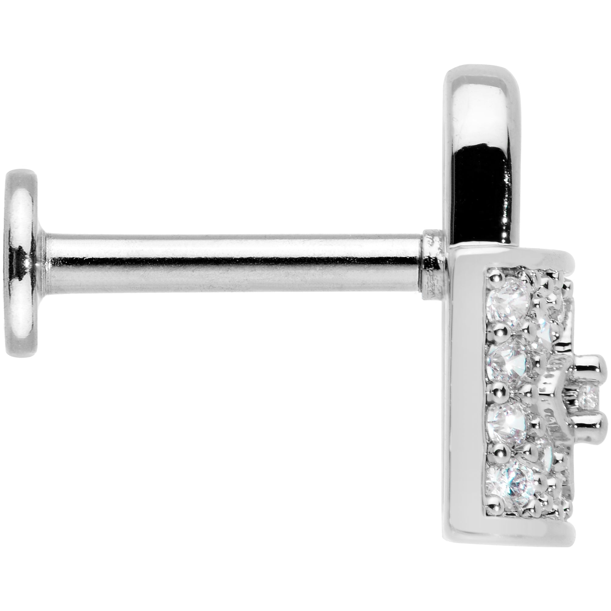 16G 5/16 Clear CZ Gem Lock It Up Labret Monroe Tragus