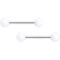 14G 9/16 Matte White Aurora Barbell Nipple Ring Set