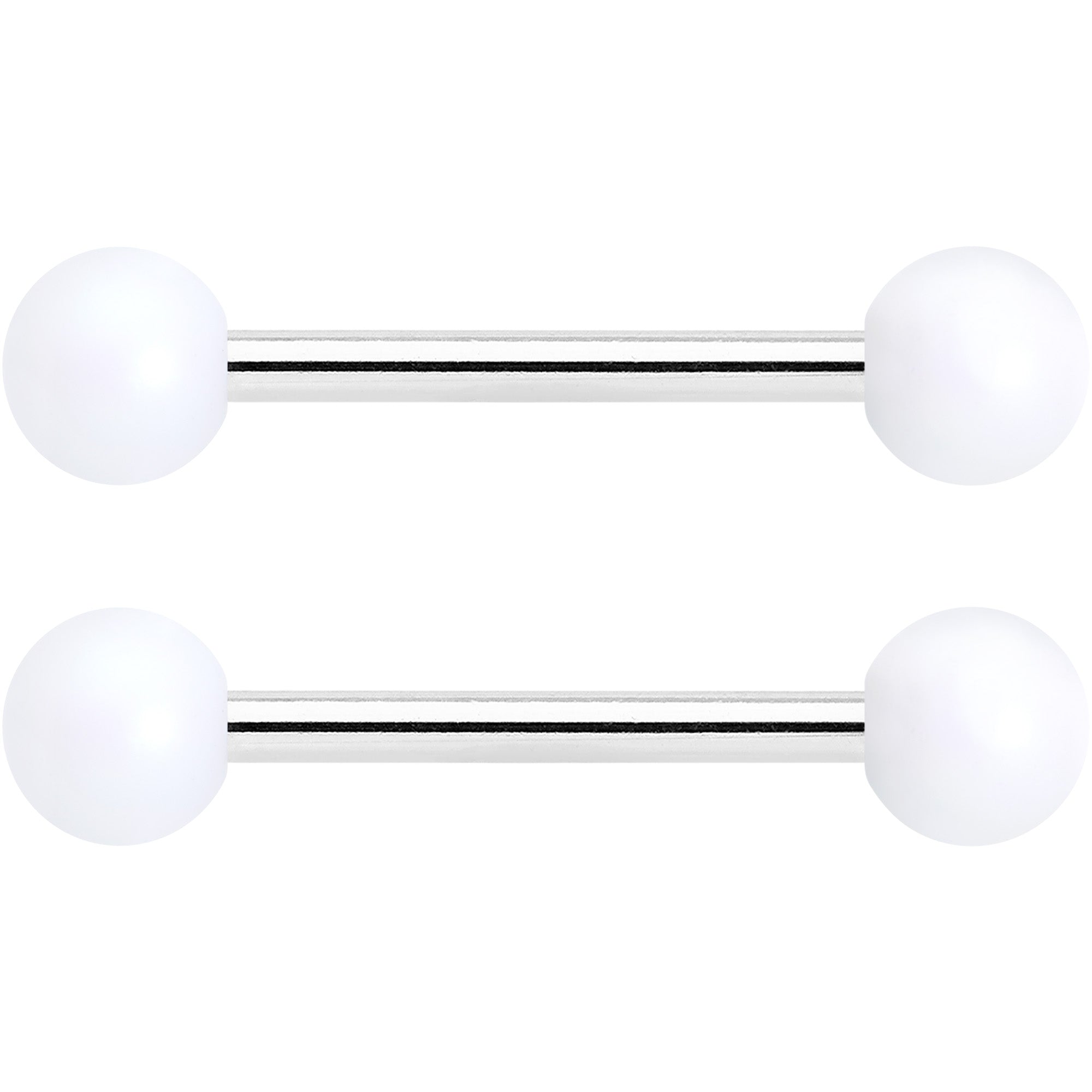 14G 9/16 Matte White Aurora Barbell Nipple Ring Set