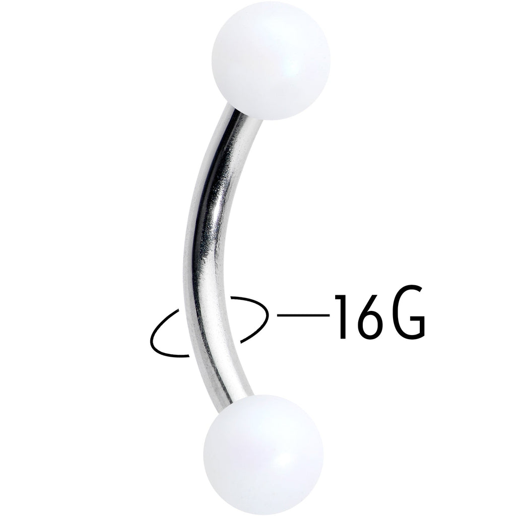 16G 5/16 Matte White Aurora Curved Eyebrow Ring
