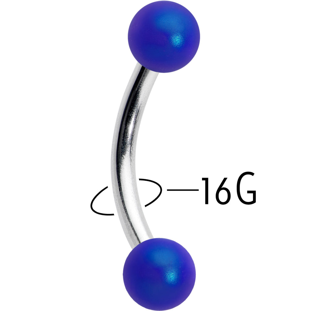 16G 5/16 Matte Blue Aurora Curved Eyebrow Ring