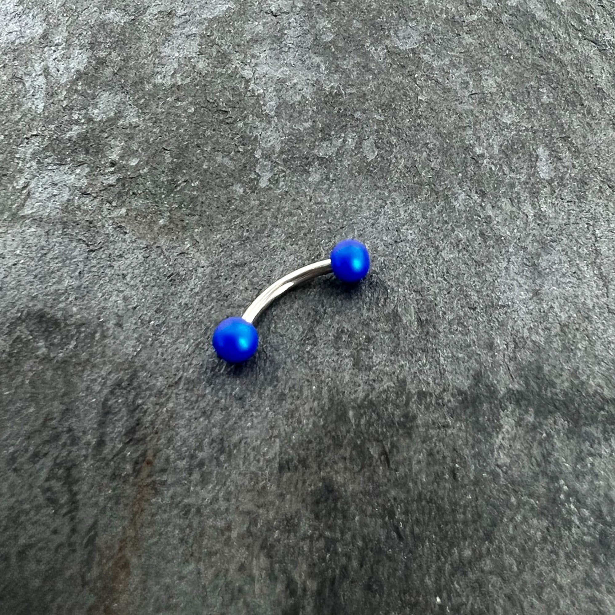 16G 5/16 Matte Blue Aurora Curved Eyebrow Ring