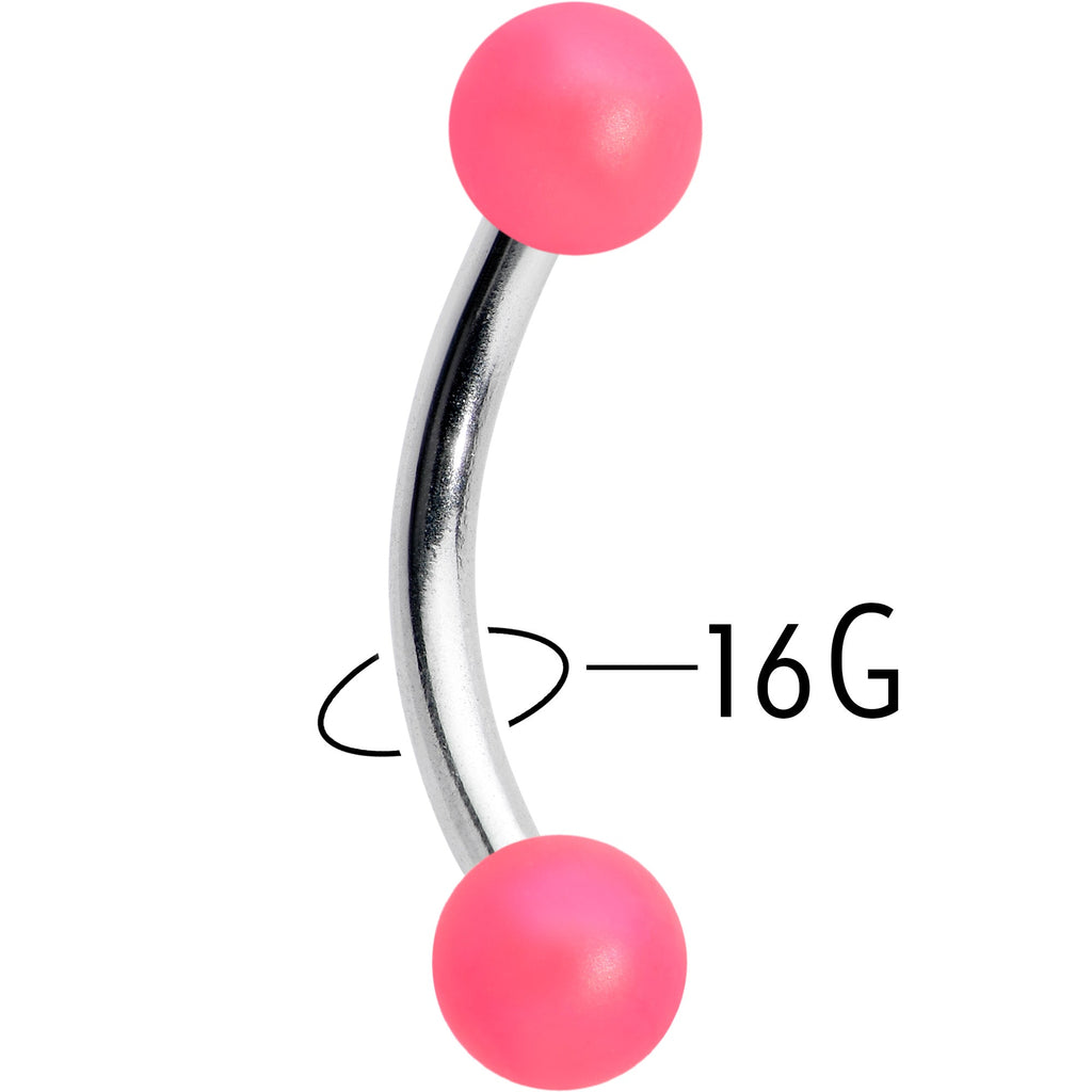 16G 5/16 Matte Pink Aurora Curved Eyebrow Ring