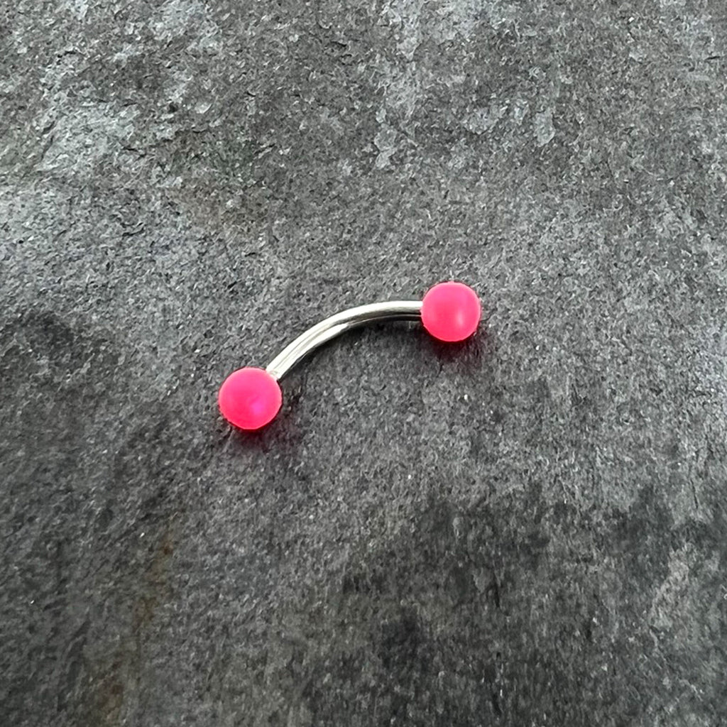 16G 5/16 Matte Pink Aurora Curved Eyebrow Ring