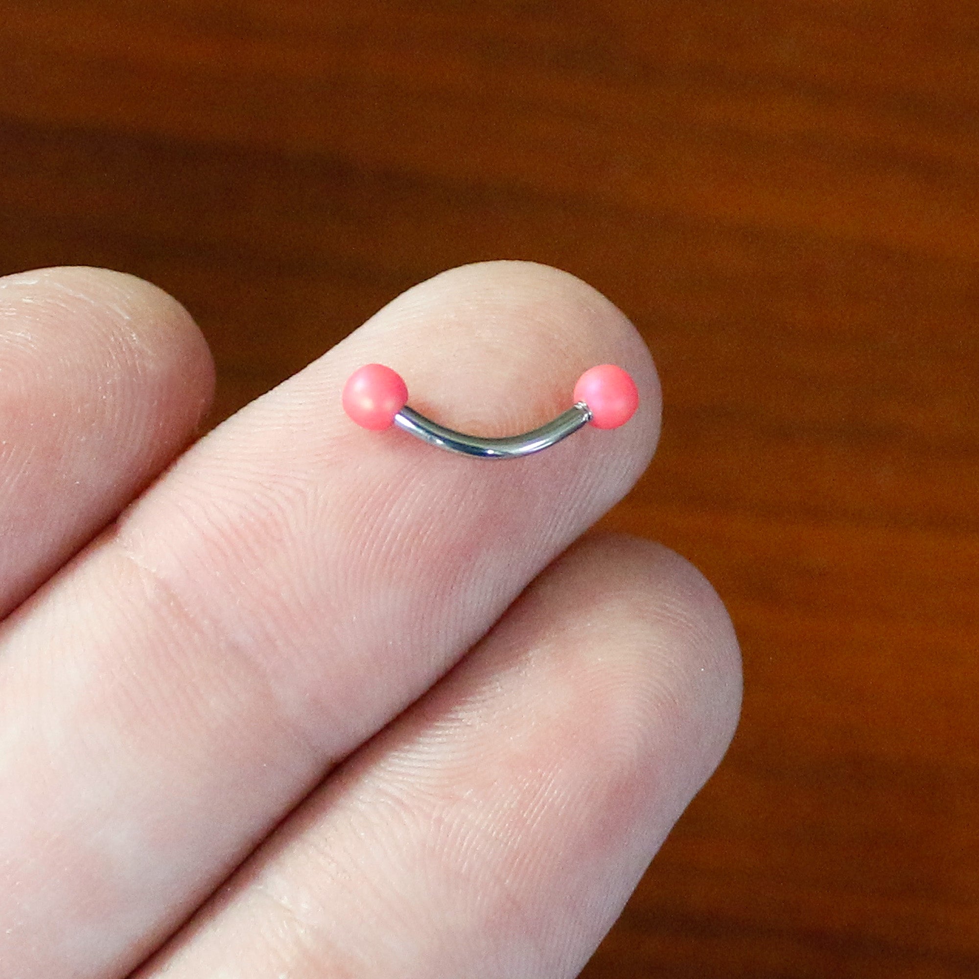 16G 5/16 Matte Pink Aurora Curved Eyebrow Ring