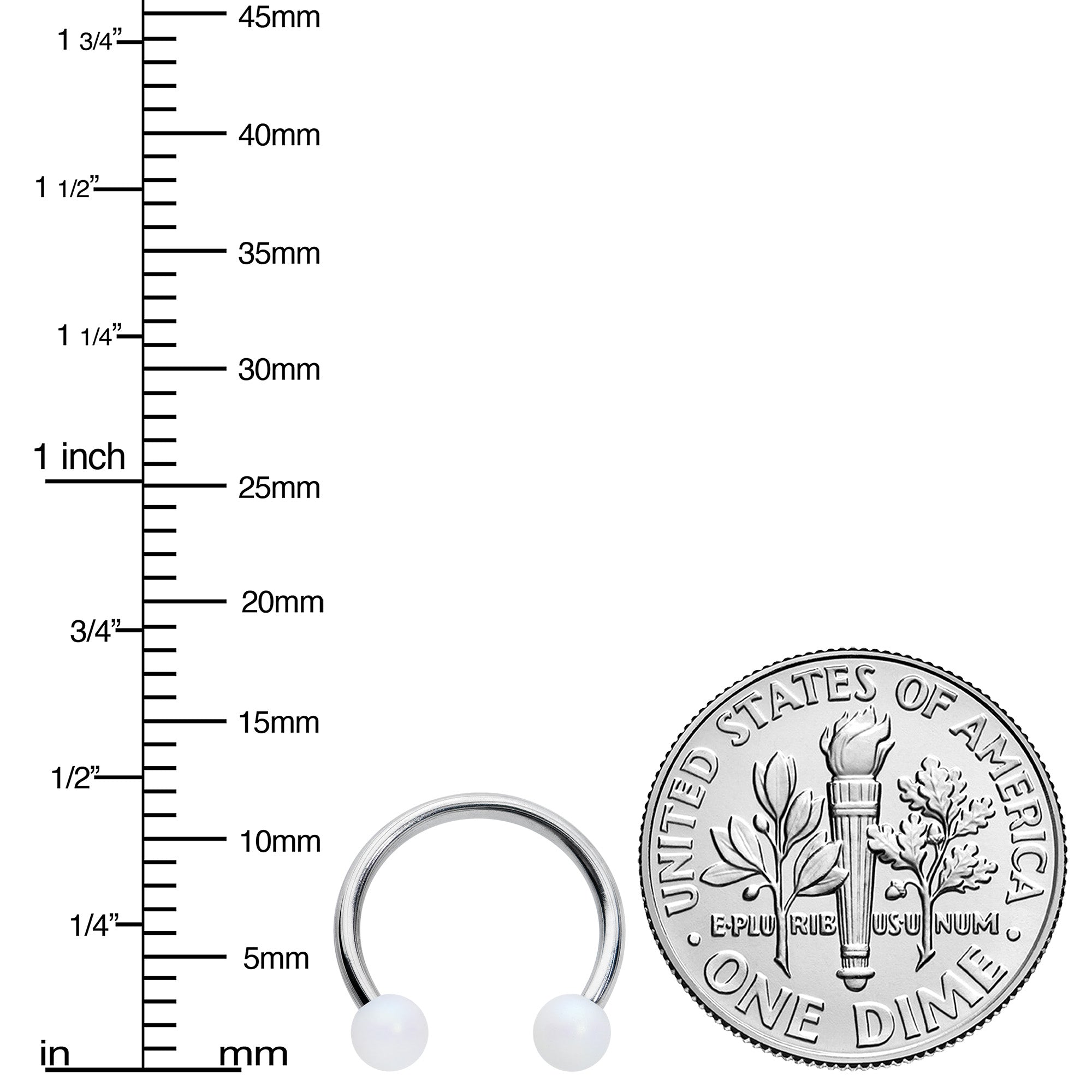 16G 3/8 Matte White Aurora Horseshoe Circular Barbell