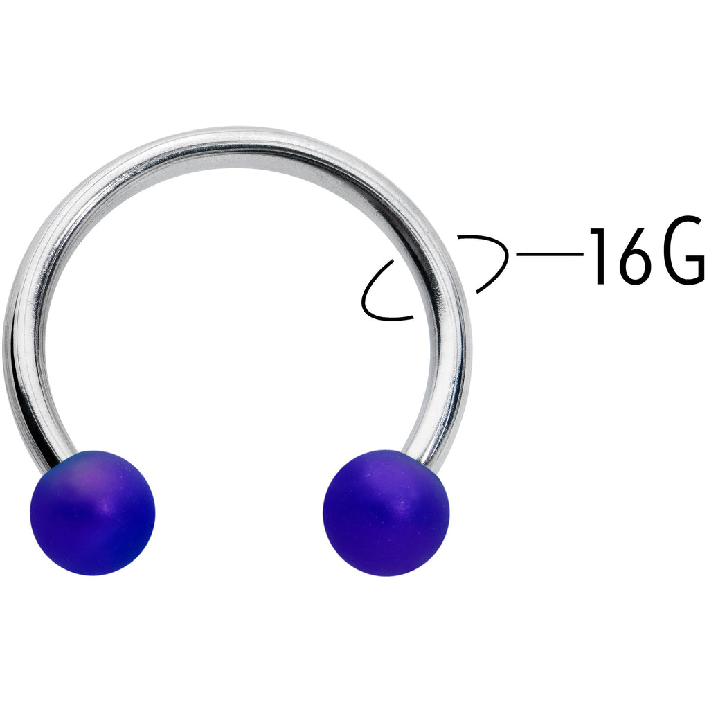 16G 3/8 Matte Blue Aurora Horseshoe Circular Barbell