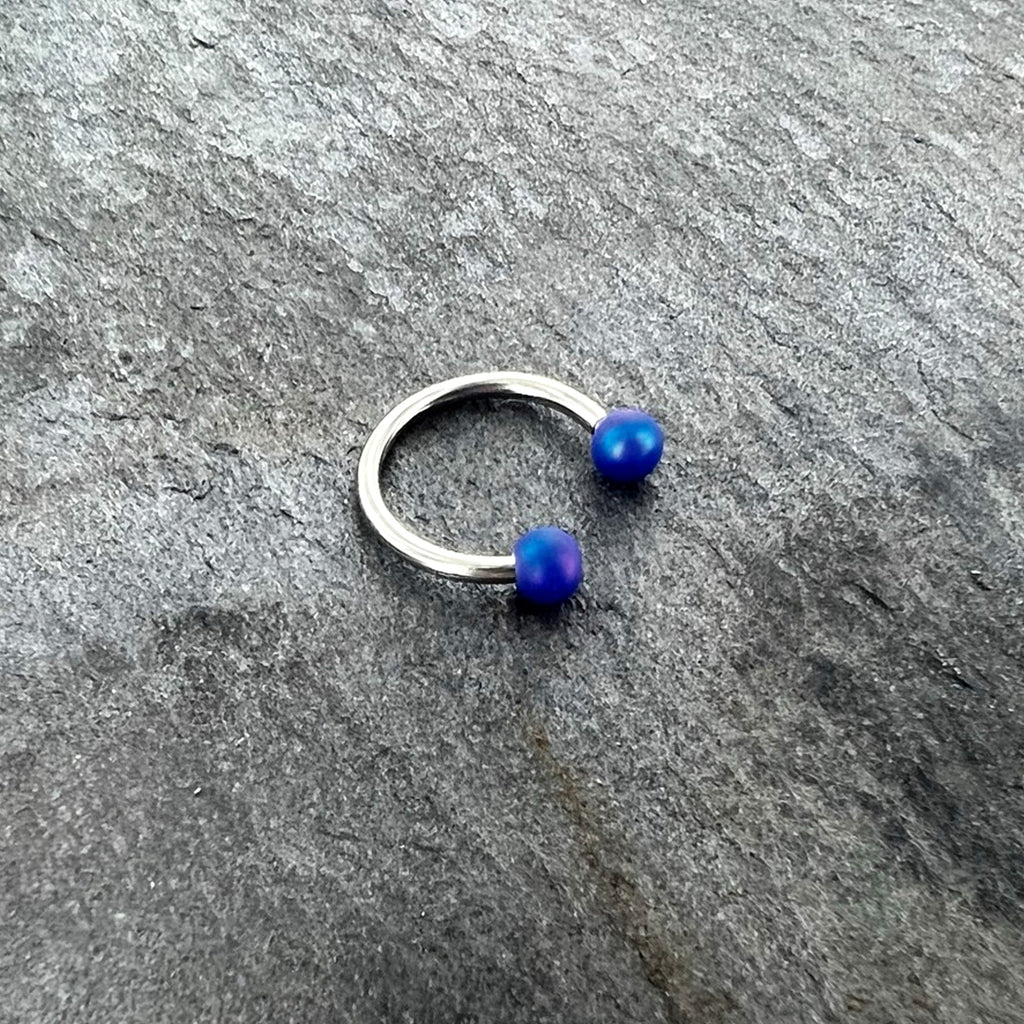 16G 3/8 Matte Blue Aurora Horseshoe Circular Barbell
