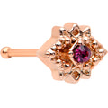 20G 1/4 Red Gem Rose Gold Tone Octogram Star Nose Bone