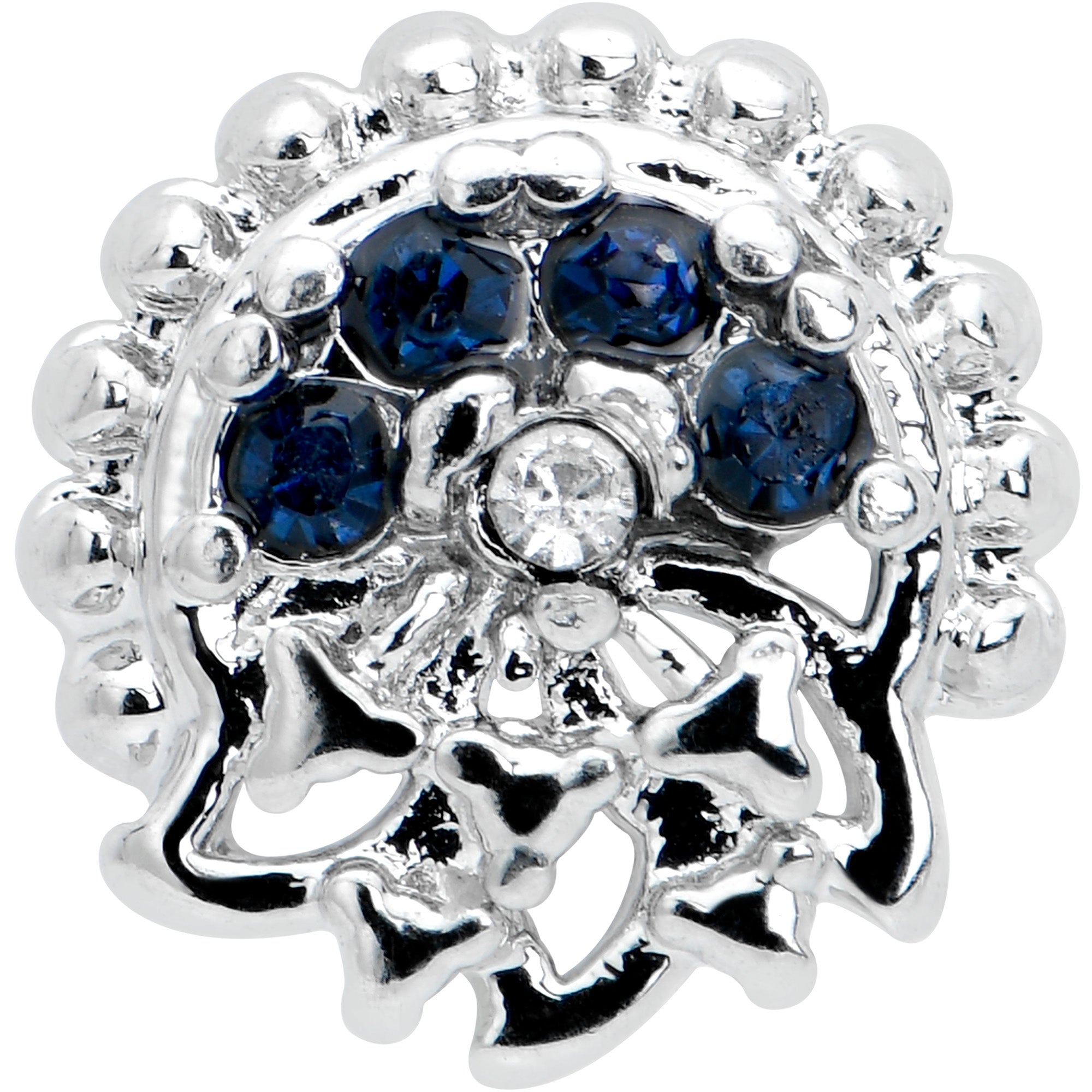 16G 5/16 Blue Clear Gem Abstract Arch Labret Monroe Tragus