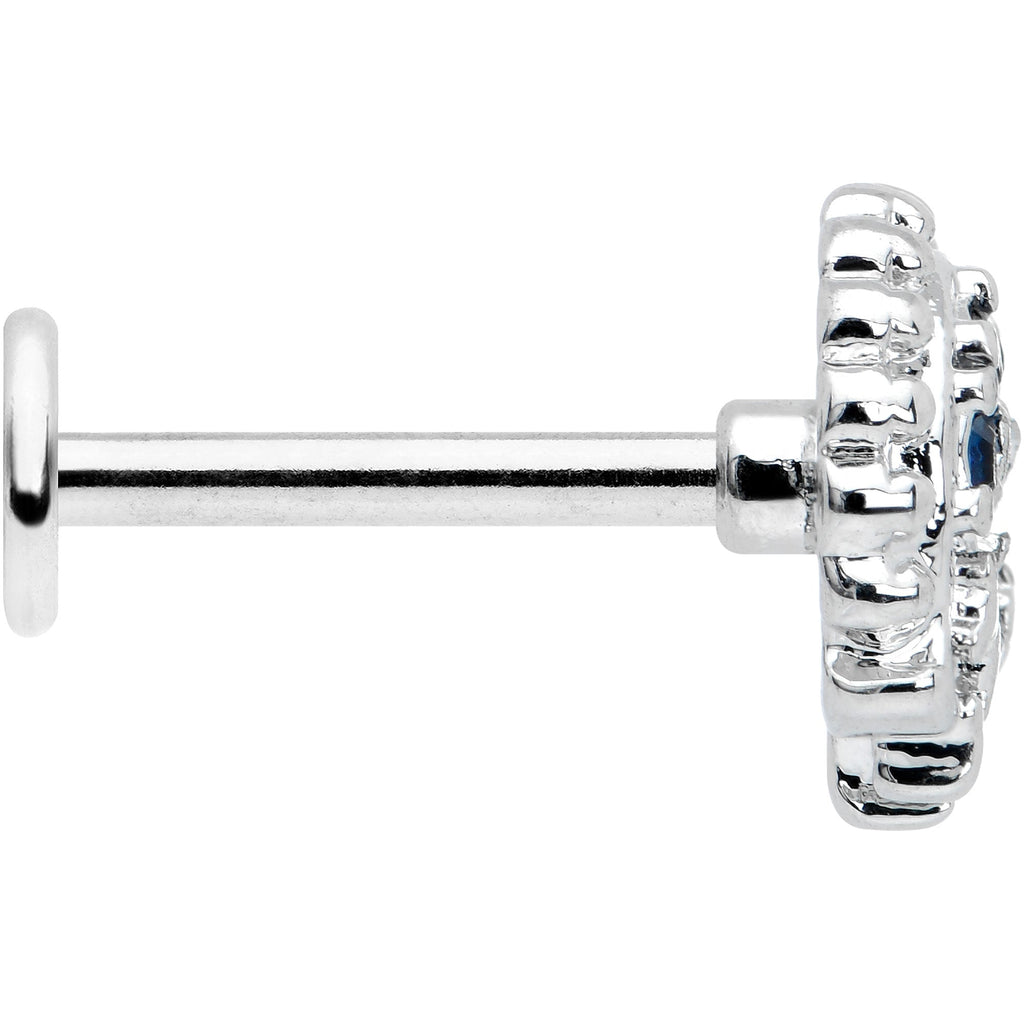 16G 5/16 Blue Clear Gem Abstract Arch Labret Monroe Tragus
